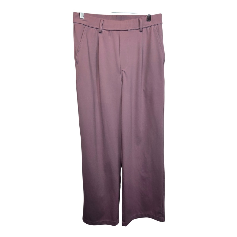 Halara Wide Leg Trousers Womens Medium Mauve High Waist Pleated Stretch Pants